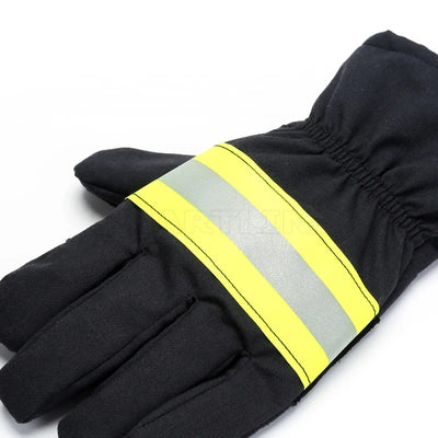 Fireproof Safety Gloves Black Reflective Belt Fire Gloves Protection Supplies For Welding And Cold Weather Firefighting Gloves