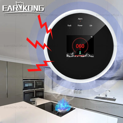 EARYKONG Wifi Natural Gas Sensor Combustible Household Smart LPG Gas Alarm Detector Leakage Sensor Wifi Temperature Detectors