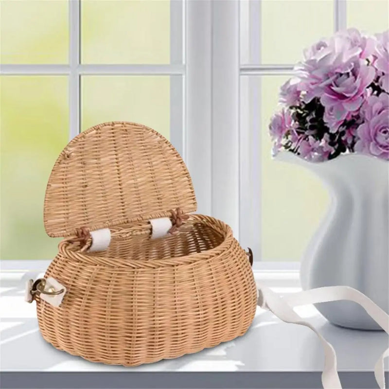 Small Back Basket Children Bicycle Baskets Handmade Rattan Toy Child Bicycle Mount Baskets Outdoor Accessories