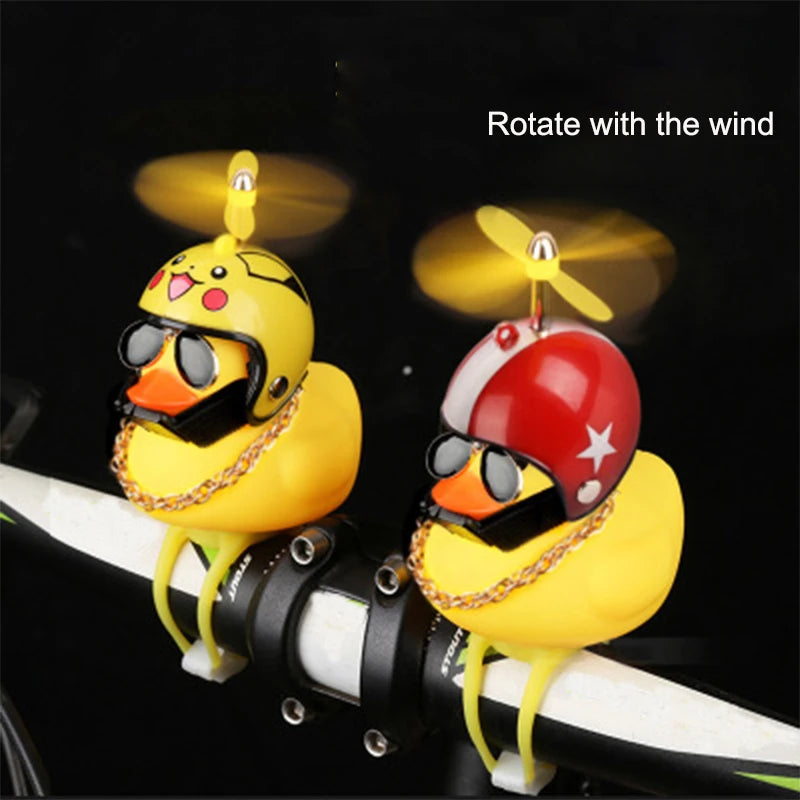 Yellow Duck Bicycle Lights Bell Cute Little Handlebar Horn Lamp for MTB Road Bike Motor Helmet Riding Cycling Accessories toys