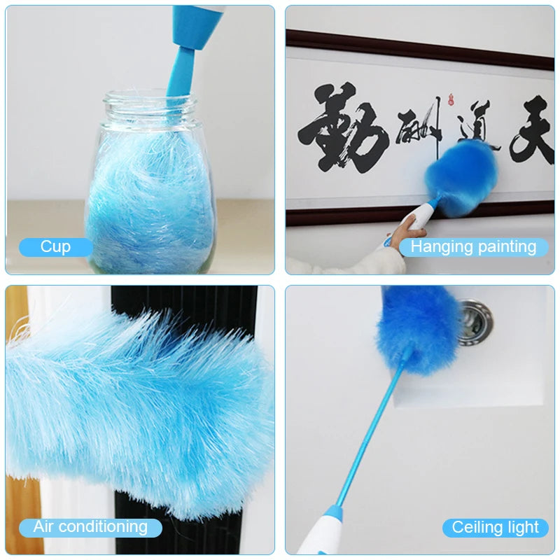 Electric Dust Brush Spin Duster Adjustable Feather Dust Brush Vacuum Cleaner Blinds Window Cleaning Tool Instant Duster Pro