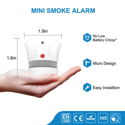 CPVAN Mini Smoke Detector CE EN14604 Smoke Alarm 5 Years Battery Independent Photoelectric Smoke Sensor for Home Security System