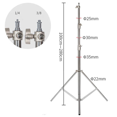 2.9M Tripod Super Stable Big Tripod Foldable Light Stand Lifting Frame Wheels Photography Softbox Photo Studio Stainless Steel