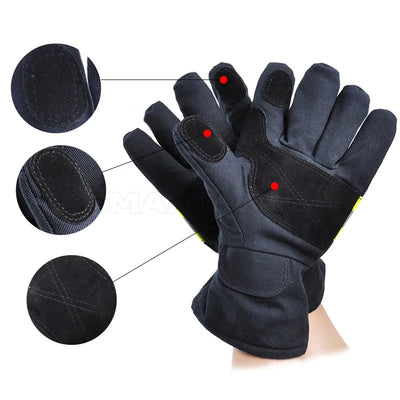 Fireproof Safety Gloves Black Reflective Belt Fire Gloves Protection Supplies For Welding And Cold Weather Firefighting Gloves