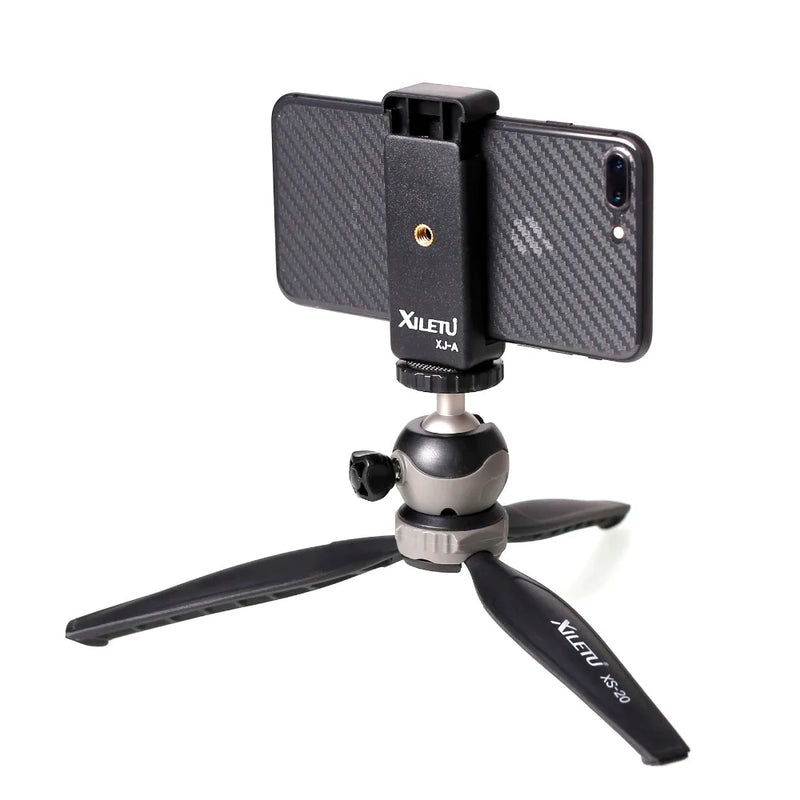 XILETU XS-20 Mini Desktop little Phone Stand Tabletop Tripod for Vlog Mirrorless Camera Smart phone with Detachable Ball head