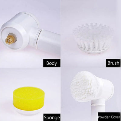 White 5in1 Multifunction Electric Cleaning Brush Bathroom Window Cleaner Scrubber Tool