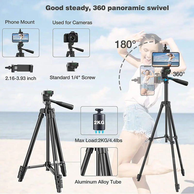 DSLR Flexible Tripod Extendable Travel Lightweight Stand Remote Control For Mobile Cell Phone Mount Camera Gopro Live Youtube