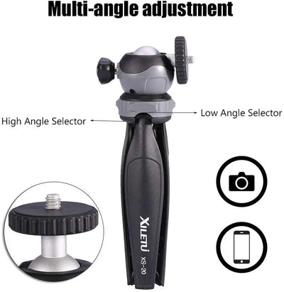 XILETU XS-20 Mini Desktop little Phone Stand Tabletop Tripod for Vlog Mirrorless Camera Smart phone with Detachable Ball head