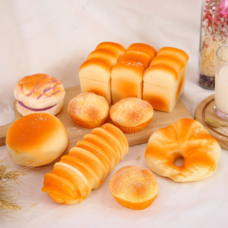 2021 Squishy Bread Toast Food Creative Simulation Donuts Slow Rising Squeeze Stress Relief Toys Spoof Tease People Desktop toy