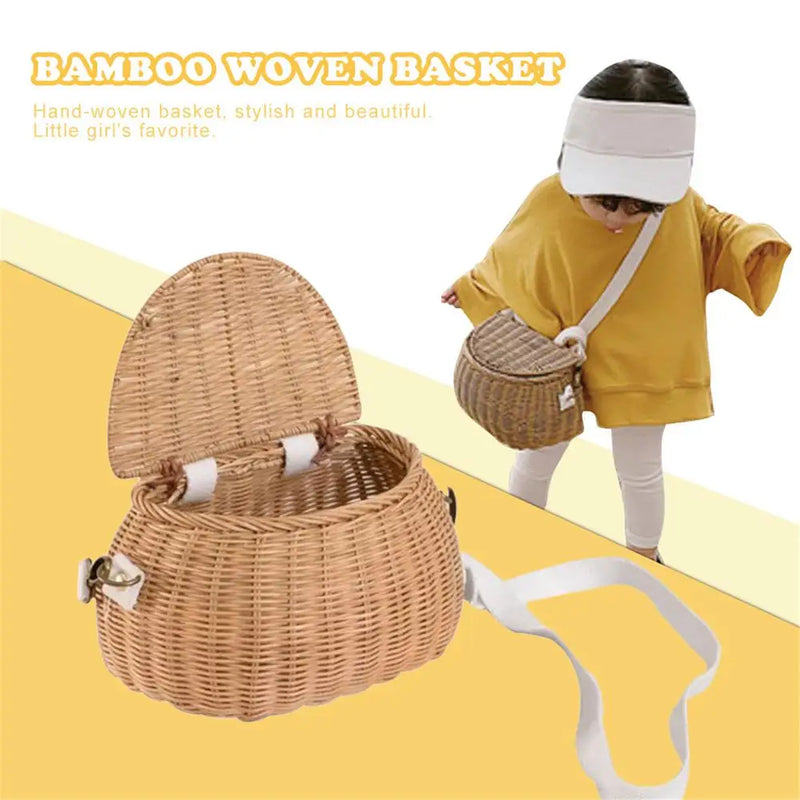 Small Back Basket Children Bicycle Baskets Handmade Rattan Toy Child Bicycle Mount Baskets Outdoor Accessories