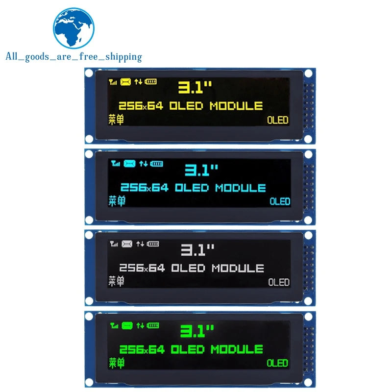 DIYTZT Real OLED Display 3.12" 256*64 25664 Dots Graphic LCD Module Display Screen LCM Screen SSD1322 Controller Support SPI