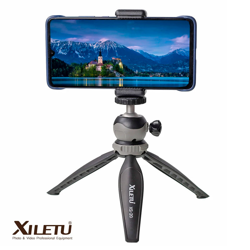 XILETU XS-20 Mini Desktop little Phone Stand Tabletop Tripod for Vlog Mirrorless Camera Smart phone with Detachable Ball head