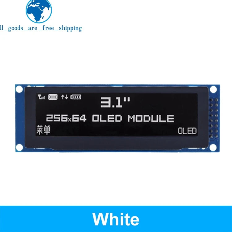 DIYTZT Real OLED Display 3.12" 256*64 25664 Dots Graphic LCD Module Display Screen LCM Screen SSD1322 Controller Support SPI