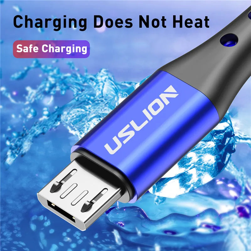 USLION 3M Micro USB Cable Fast Charging For Xiaomi Redmi Note 5 Pro Android Mobile Phone Data Cable for Samsung S7 Micro Charger