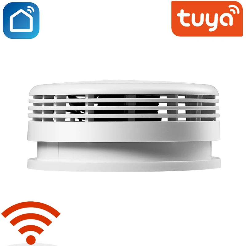 Tuya WIFI Smoke Detector Fire Protection Alarm Sensor Independent Wireless Battery Operated Smart Life Push Alert Home Security