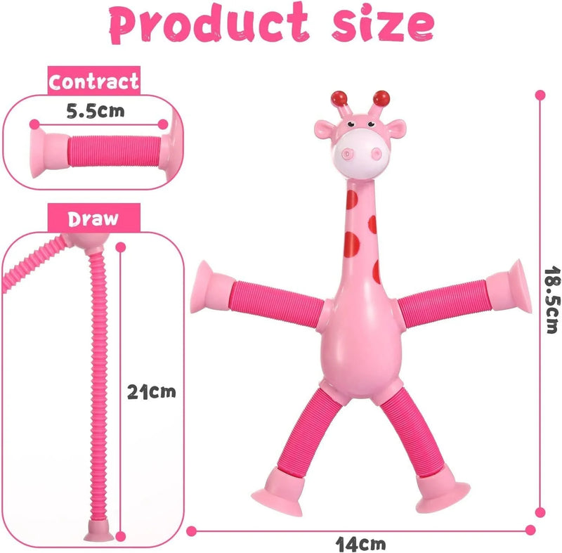 Children Suction Cup Toys Giraffe Telescopic Tube Stress Relief Fidget Toys Stretch Anti-stress Squeeze Toy For Children