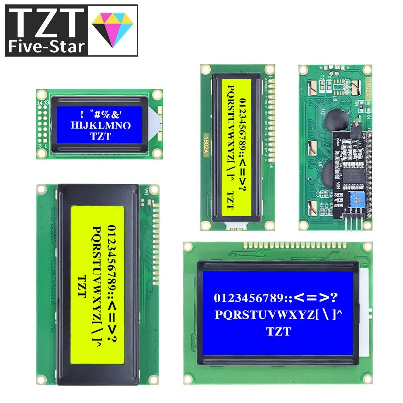 LCD Module Blue Green  Screen For Arduino 0802 1602 2004 12864 LCD Character UNO R3 Mega2560 Display PCF8574T IIC I2C Interface