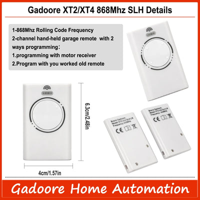 Gadoore XT2 XT4 868 SLH LR Garage Door Remote Compatible with 868Mhz Frequency XT2 XT4 868 SLH, XT2 XT4 868 SLH LR