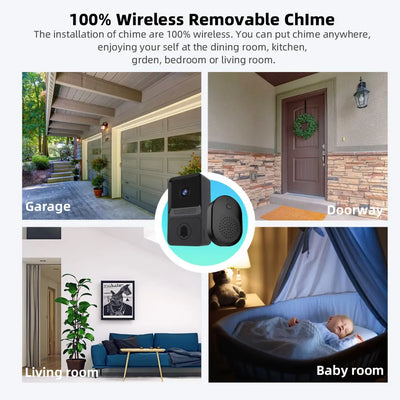 Outdoor WiFi Video Intercom Doorbell Camera Smart Home Wireless Security Door Bell Battery Powered 2-Way Audion Video Doorbell