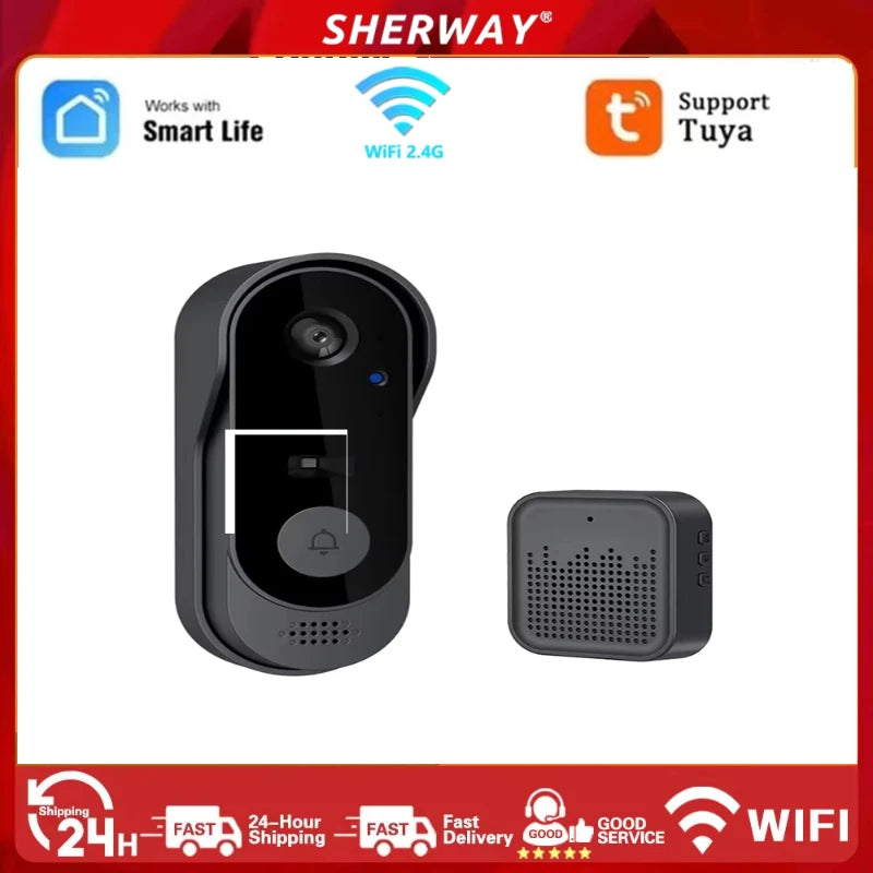 Tuya Wireless Doorbell Waterproof WIFI Video Smart Home Door Bell Camera Button Welcome by Chime Security Alarm For House