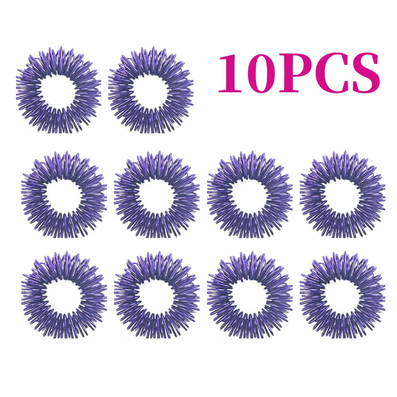 10PCS/Pack Acupressure Rings Spiky Sensory Finger Rings Set for Teens Adults Stress Reducer Massager Stress Relief Fidget Toys