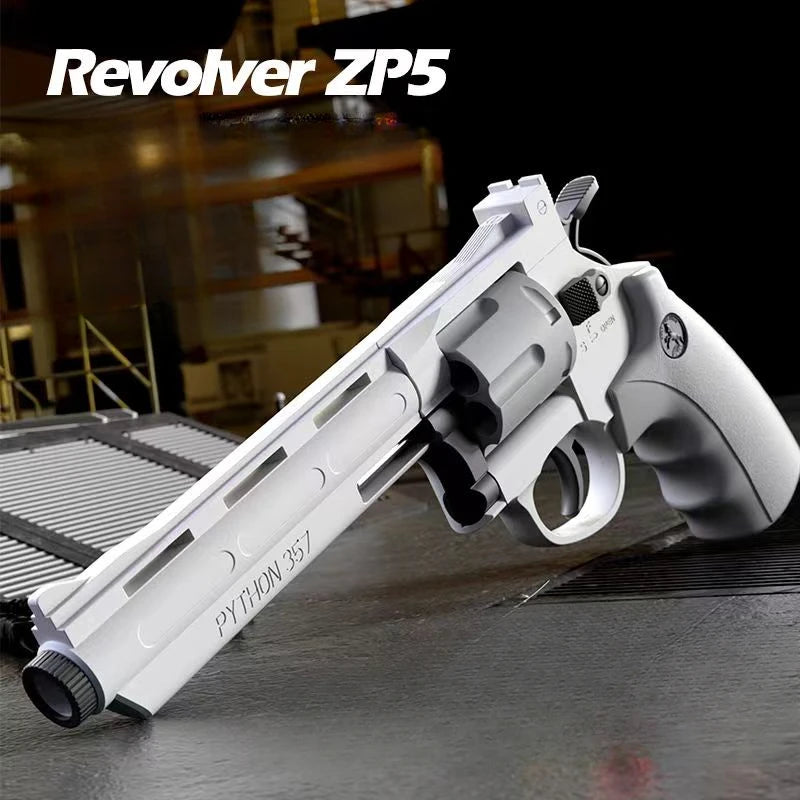 Mechanical Continuous Firing ZP5 357 Revolver Toy Gun Automatic Launcher Pistol Soft Dart Bullet CS Outdoor Weapon for Kid Adult