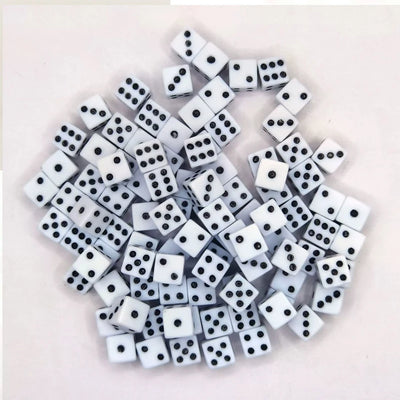 50Pcs/lot 8*8*8mm 6colors Plastic White Gaming Dice Standard Six Sided Cube For Decider Birthday Parties Bo Gameard Game