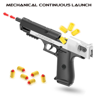 Black Automatic Shell Ejection Desert Eagle Toy Gun, Air Gun, Soft Bullet Continuous Firing Children's Shooting Weapon