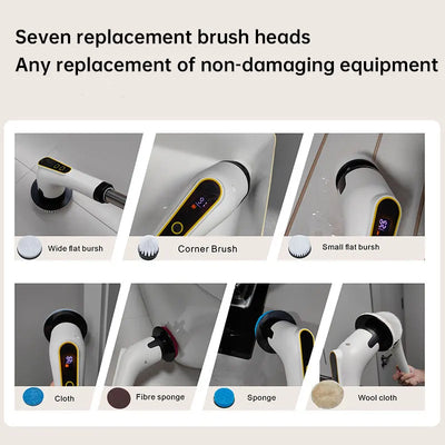 7 In 1 Electric Cleaning Brush Window Wall Cleaner Electric Turbo Scrub Brush Rotating Scrubber Kitchen Bathroom Cleaning Tools