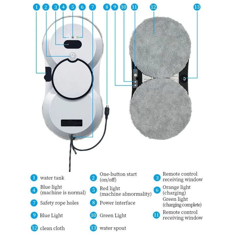 Household Smart Window Cleaning Robot Automatic Water Spray Vacuum Cleaner With Remote Control Electric Window Cleaning Machine