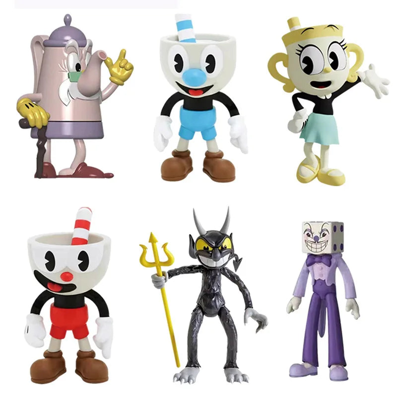 9-10cm 6pcs/Lot Cuphead Mugman The Chalice PVC Action Figure Model Toys Cute Cartoon Doll Gifts For Kid Children Christmas