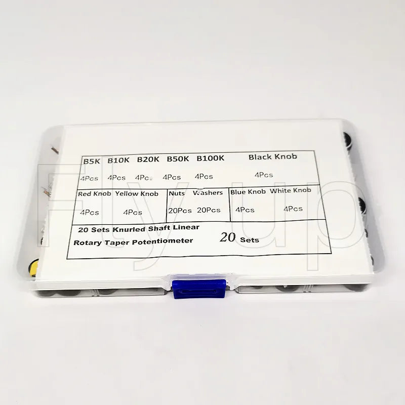 20sets /Box WH148 15MM Single Potentiometer Kit  B5K/10K/20K/50K/100K With Knobs Set Shaft Nuts