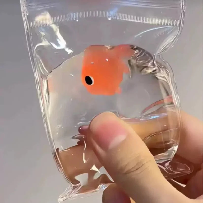 2024 Creative Novelty Clear Kawaii Little Goldfish Bag Silicone Squeeze Pinch Clownfish Toy Adult Stress Relief Children&