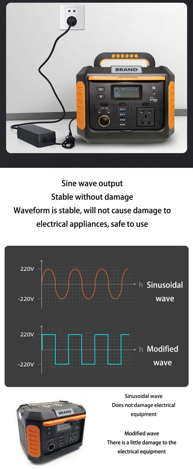 Portable Power Station 500W 518Wh Solar Generato Recharged Power Bank Solar Station with PD 60W Quick Charge Dropshipping Factor