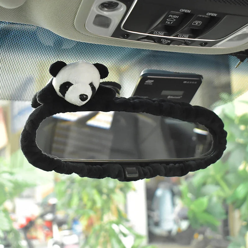 1pc Cute Cartoon Panda Car Gear Shift Cover Soft Plush Auto Shifter Hand Brake Case Toy Bear Car Accessories Interior Decoration