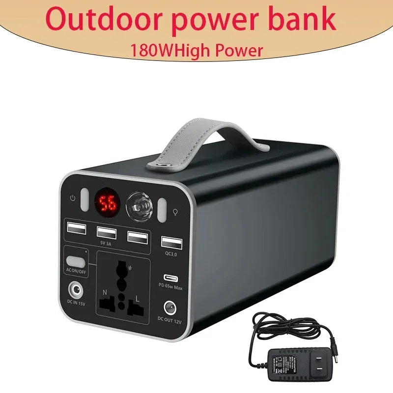 180W 45000mAh Portable Power Station 110V/220V Outdoor Emergency Power Supply Power Bank Generator DC output Battery + Charger