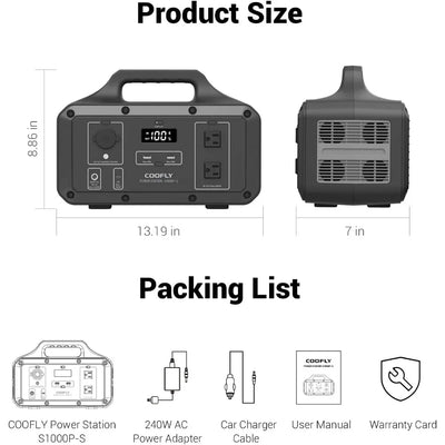 Portable Power Station, 1021Wh Solar Generator with 2x110V AC Power Sockets, PD 100W Fast Charging Generator