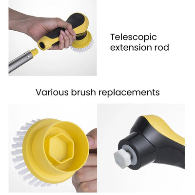 Electric Cleaning Brush Multi-function Wireless Window Cleaner with Brush Replacement Telescopic Handle for Kitchen Toilet Use