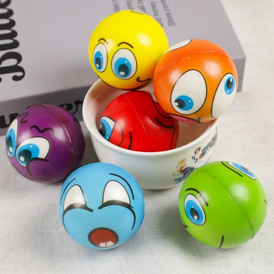 12Pcs Stress Relief Expression Soft Balls Toy Fun Sponge Stress Ball Squeeze Smiley Face Grimace PU Foam For Sports Toy Ball