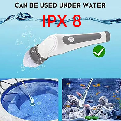 6 In 1 Wireless Electric Cleaning Turbo Scrub Brush Window Wall Cleaner Adjustable Cleaning Brush Bathroom Kitchen Cleaning Tool