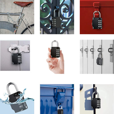 Combination Lock Resettable 4 Digit Padlock with Combination Waterproof and Heavy Duty Combination Padlock Outdoor for School