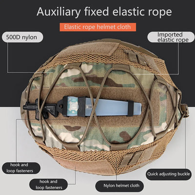 Elastic Cord Tactical Military Combat Helmet Cover Anti-scratch Nylon Mesh Helmet Cloth Magic Outdoor Field Equipment