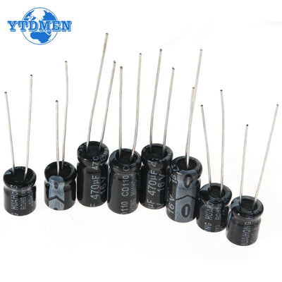 120pcs Electrolytic Capacitor 16V 25V 50V Aluminum Electrolytic Capacitor Kit 12 Values 1uF-470uF DIP Electrolyte Capacitors