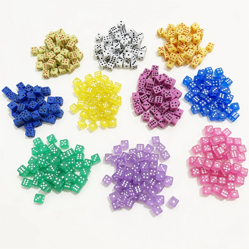 100Pcs 5*5*5mm Mini D6 Acrylic Gaming Right Angle Point Dice Standard Six Sided Cube For Board Game accessories