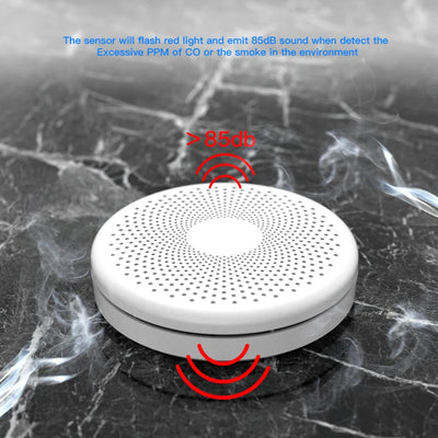 Ultra Thin 2 In 1 Co & Smoke Detector WiFi Function Tuya Smart Life Family Kitchen  Shop Fire Alert Carbon Monoxide Alarm Sensor