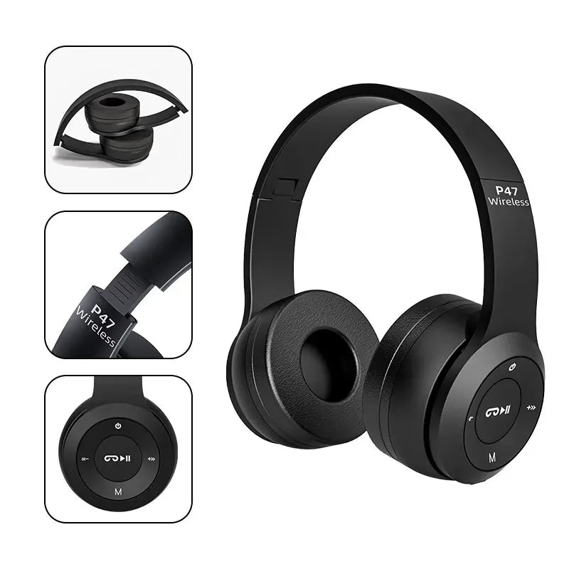 Stereo P47 Wireless Headphones Bluetooth 5.0 Earphones Foldable Gaming Headset Sport Headphone with Mic Music Earbuds