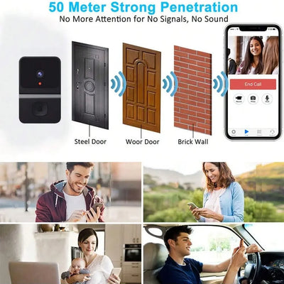 Z30 Wireless Doorbell Camera With Chime Smart Home Security Video Intercom Night Vision WiFi Smart Door Bell Audio