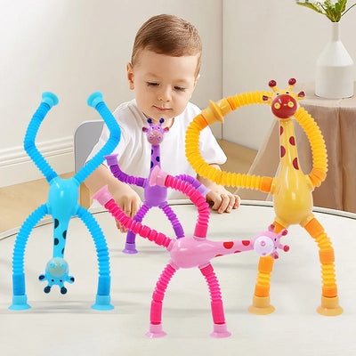 Children Suction Cup Toys Giraffe Telescopic Tube Stress Relief Fidget Toys Stretch Anti-stress Squeeze Toy For Children