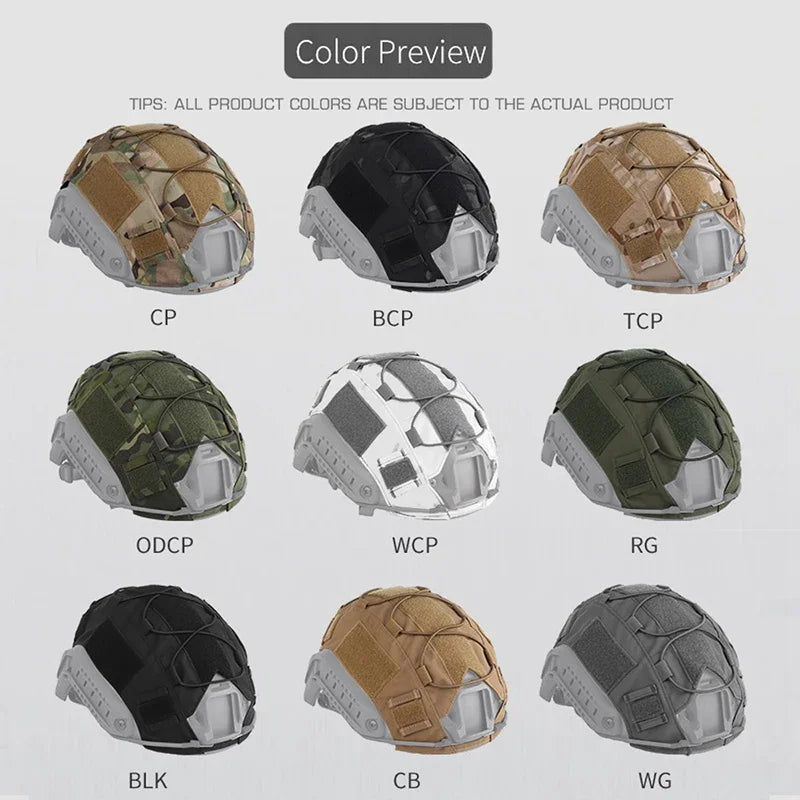 Airsoft Helmet Cover Camouflage Tactical FAST Helmet Cloth Hunting Shooting Helmet Accessories with Elastic Cord