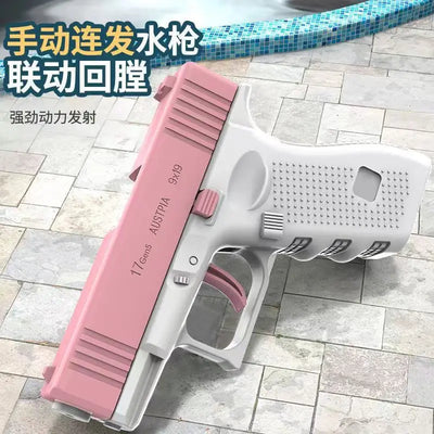 Children's Water Gun, Manual Continuous Glock Water Gun, Boys and Girls Play Bucket Cooling Toys in Summer Water Gun